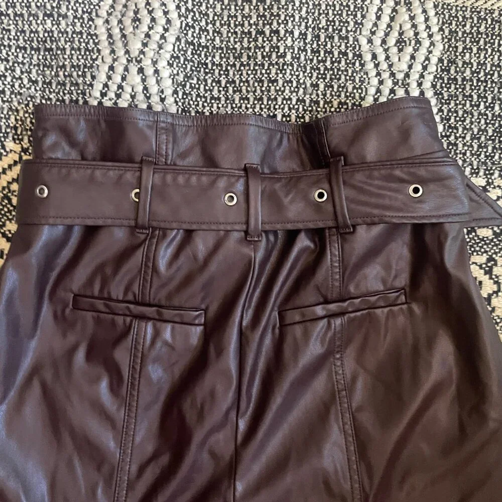 Marissa Webb x RTR Split-Hem Faux Leather Pants – Purple – Size 6 - Picture 10 of 10